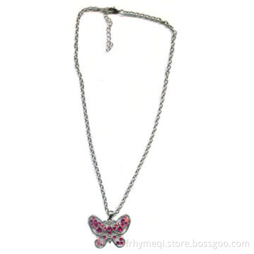 Rose Color Butterfly Necklace with Swarovski Stone, OEM Orders Welcomed